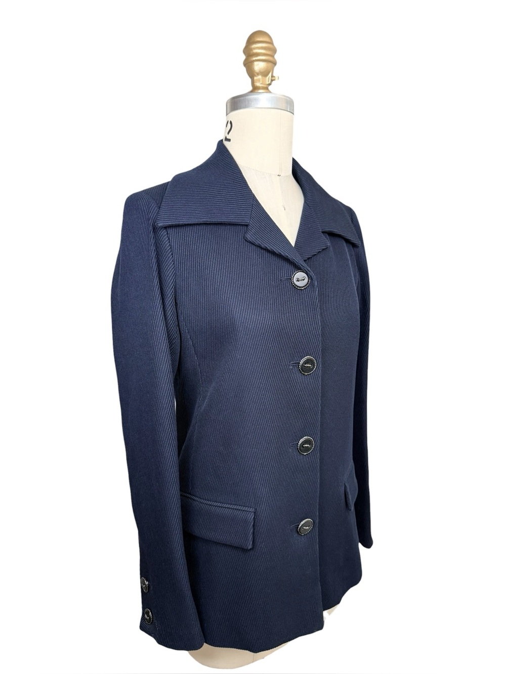 Chanel 2015 Navy Cotton Knit Jacket FR 34 NWT